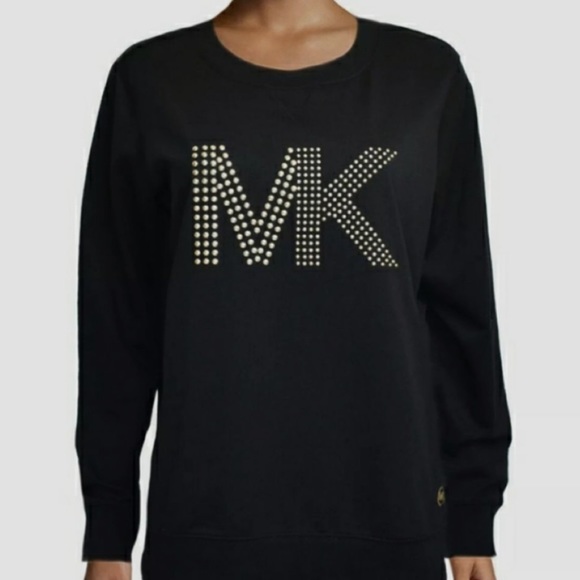 Michael Kors Tops - HP🎉 Michael Kors Logo Gold Studded Long Sleeve Tee